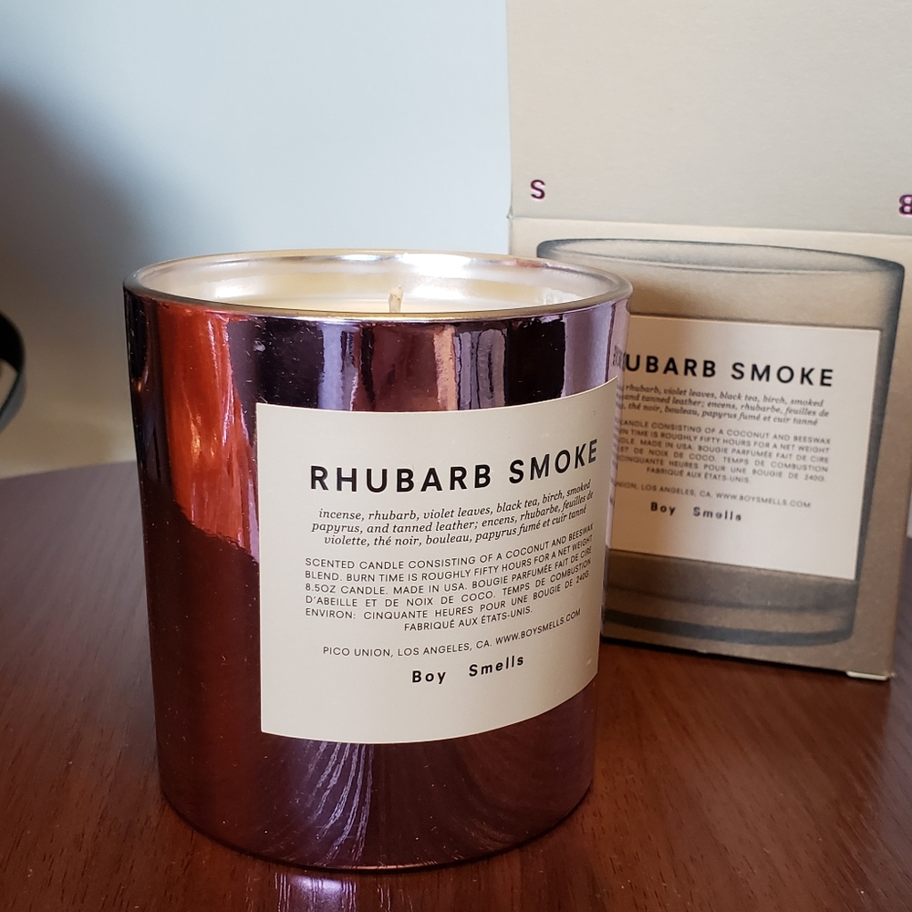 Boy Smells Rhubarb Smoke 8.5oz candle NIB